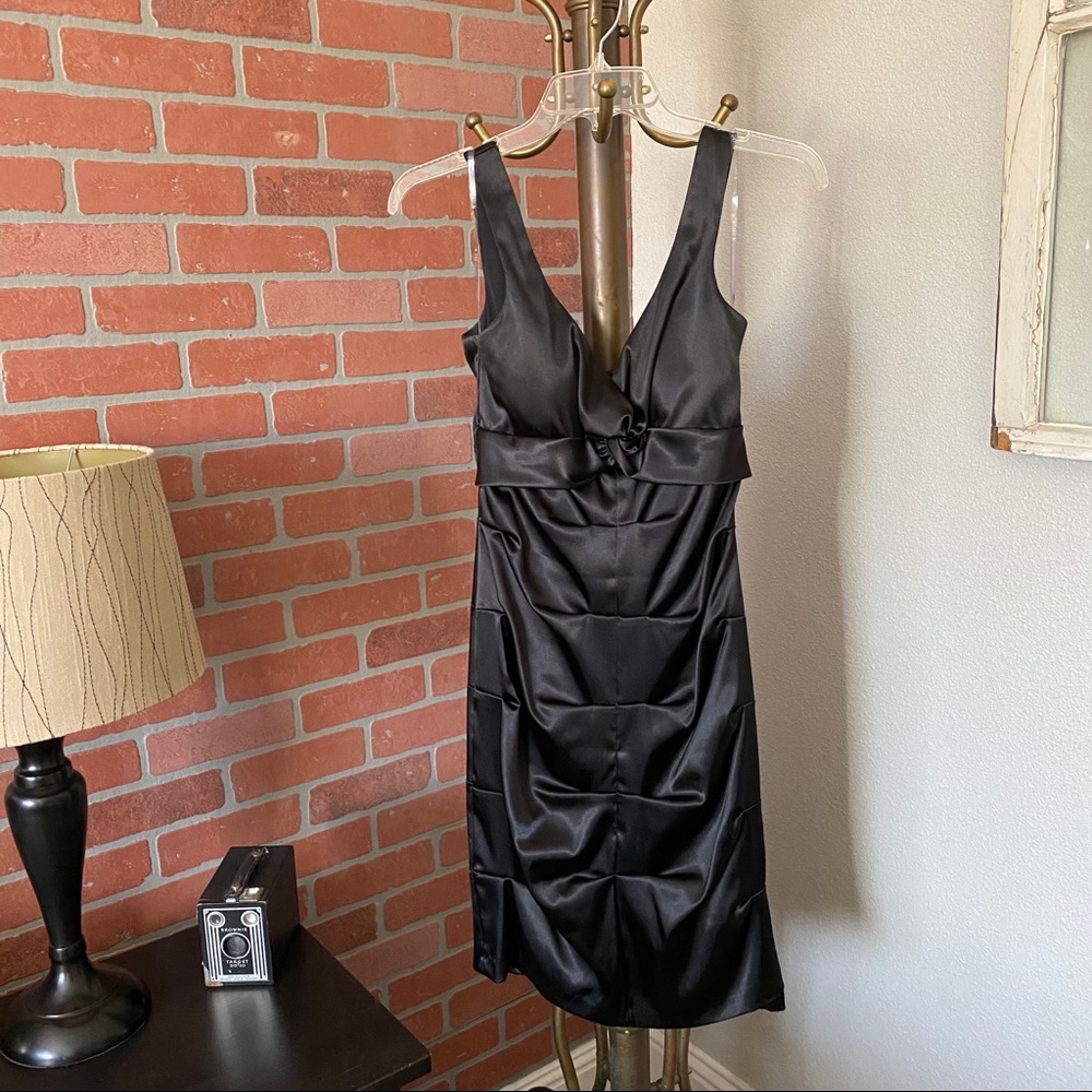 Black Form Fitting Ruche Dress